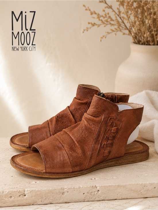 Miz Mooz Shoes - Miz Mooz Flaire Leather Open Toe Sandals Cognac Wide EU42 US 11